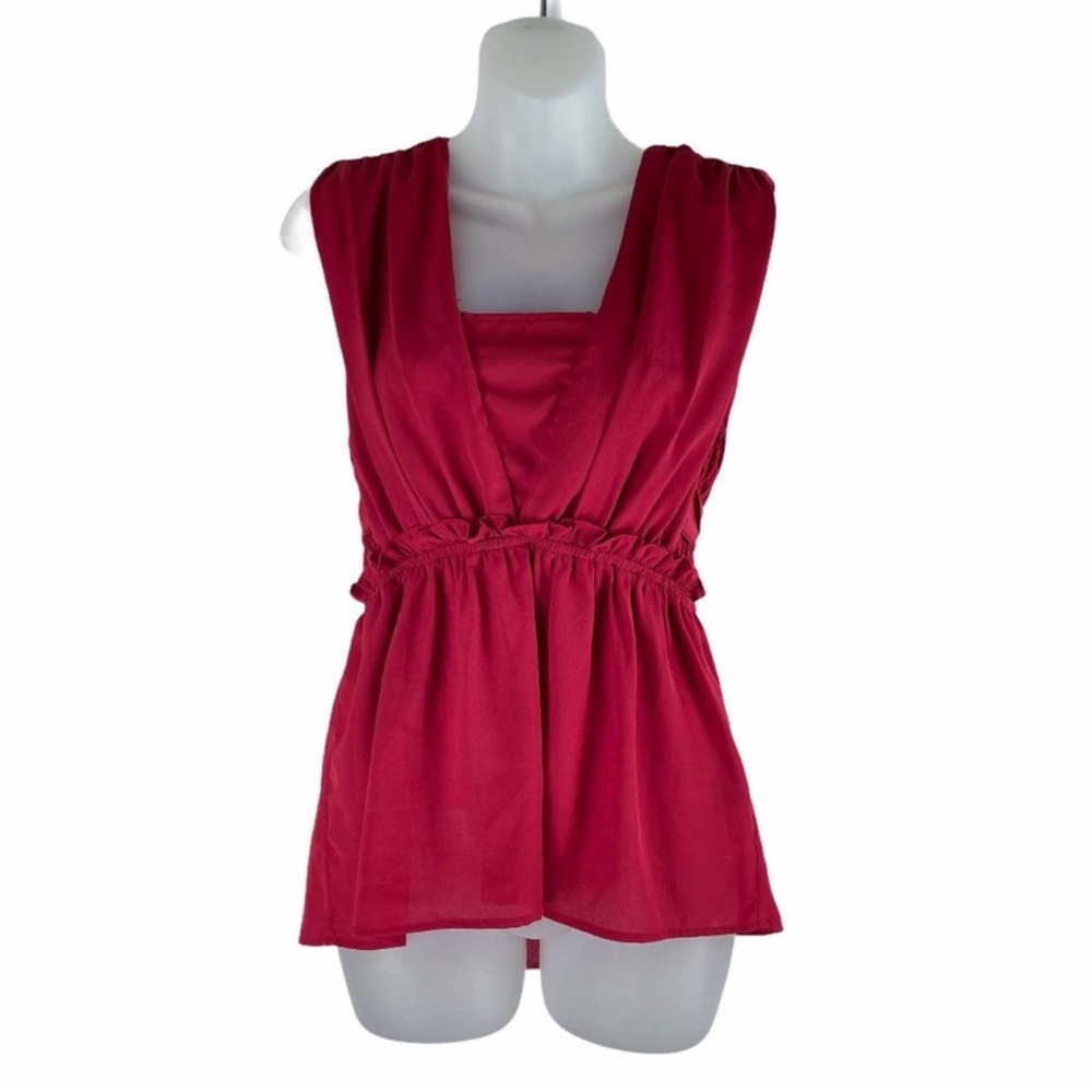 Walter baker red sleeveless blouse tie back detail elastic waist